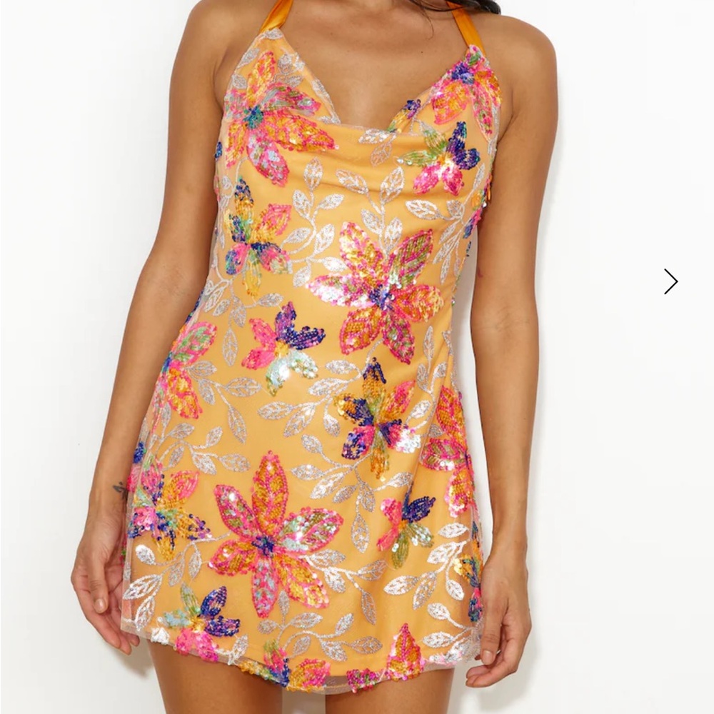 Hello Molly - SHE'S A MASTERPIECE SEQUIN MINI DRESS ORANGE